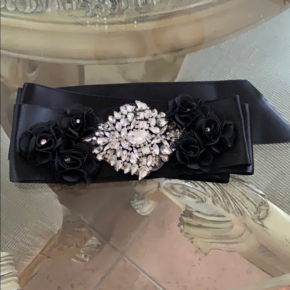 Black Crystal Sash belt